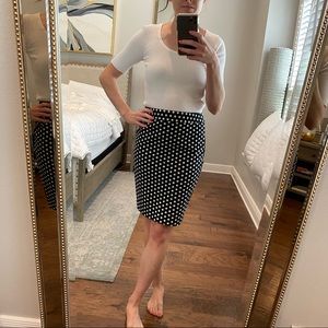 LOFT black and white polka dot pencil skirt